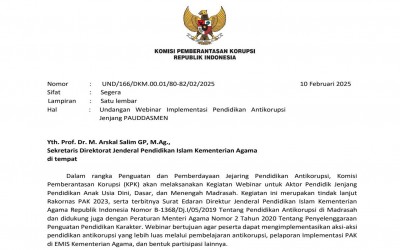 Webinar Nasional: KPK Dorong Pendidikan Antikorupsi di Madrasah, Wajib Diikuti!